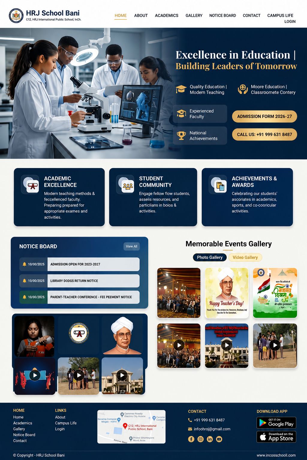 HRJ School Bani - Education Website & Mobile App