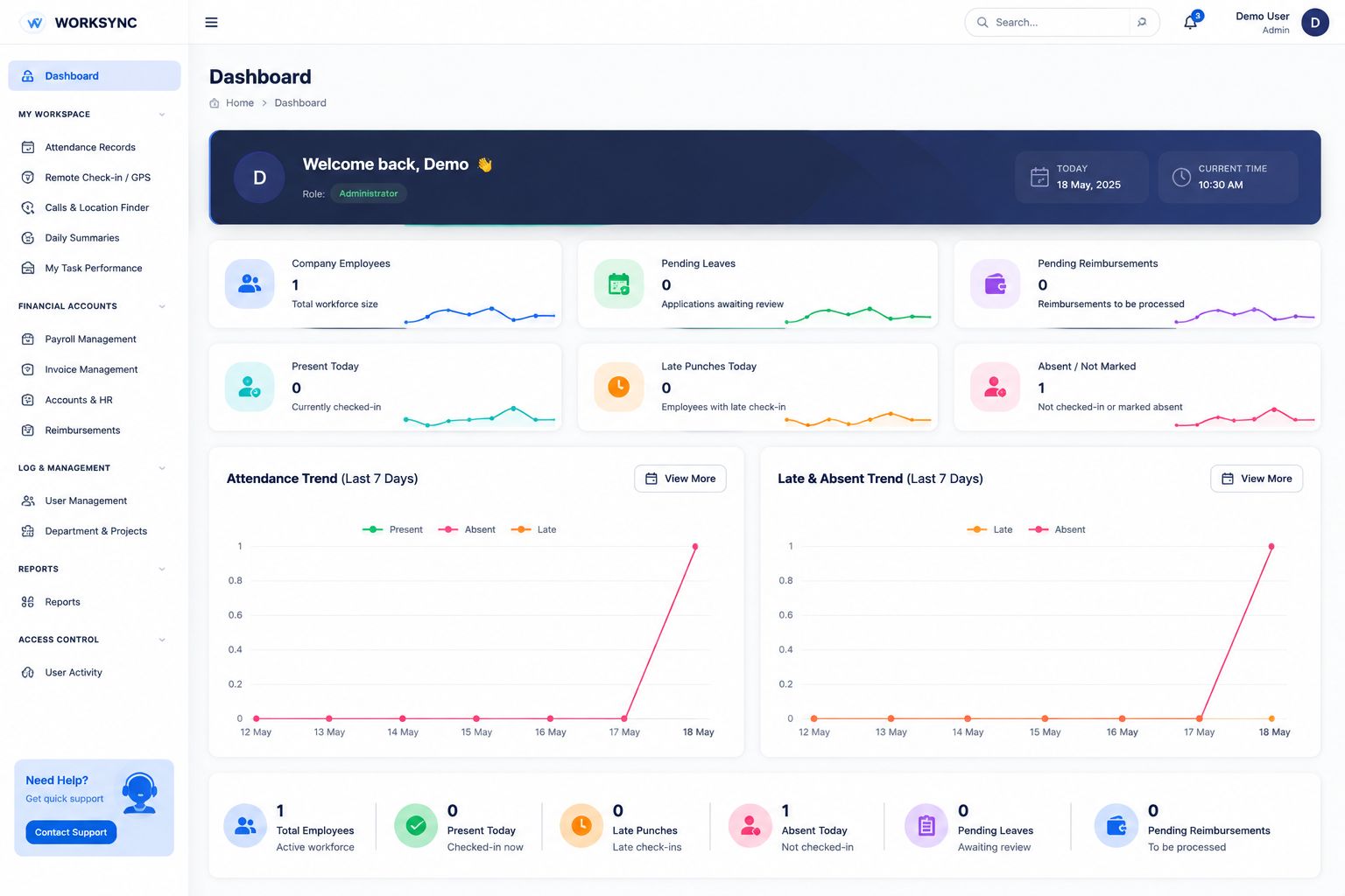 WorkSync - Biometric & Face Attendance Software